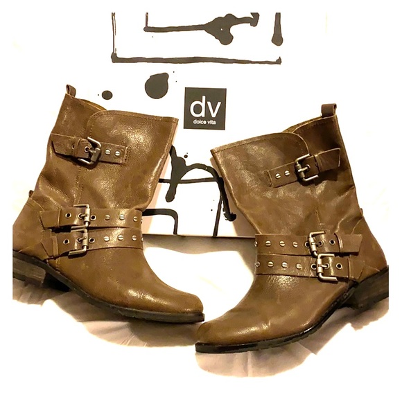 Brand New Dolce Vita Taupe Leather Boots - Size 9 - Picture 1 of 4